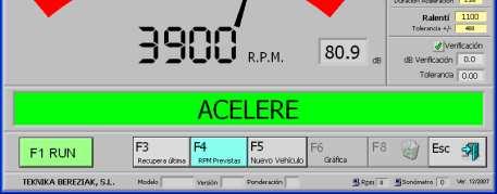 Tanto la medida del sonómetro, como la captación de RPM es controlado por nuestro software, el cual,