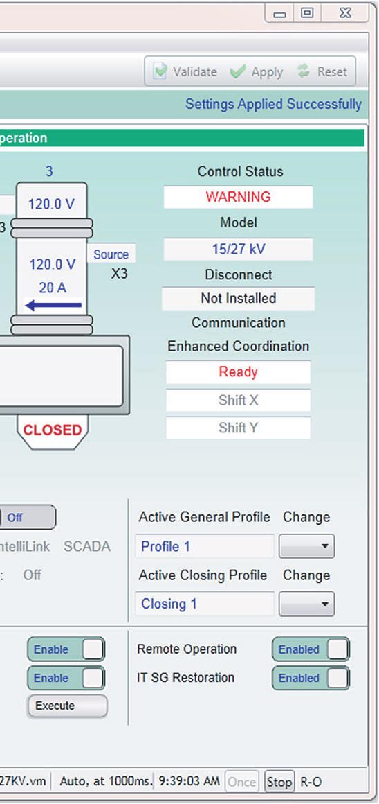 Hay disponibles varios puntos de control DNP para operar el IntelliRupter de manera remota a través de SCADA.