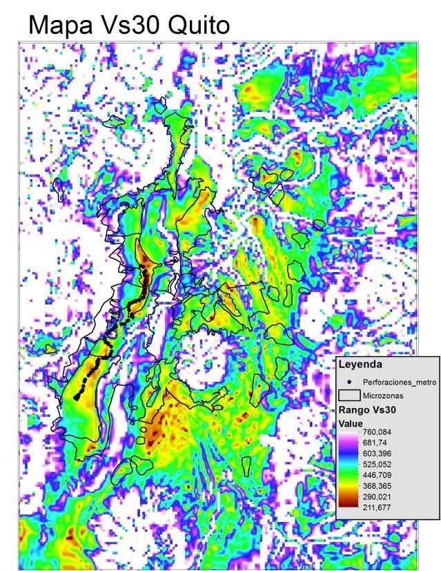 Revisión del modelo del subsuelo Mapa preliminar de Vs30 de Quito basado en análisis de la pendiente topográfica (León et al.