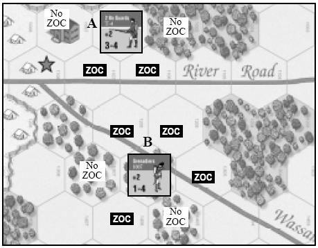 8.2 Anulación de una ZDC Una unidad de combate anula una ZDC enemiga en su hex con la finalidad del modificador de Combate Cuerpo a Cuerpo de una unidad rodeada (12.7).