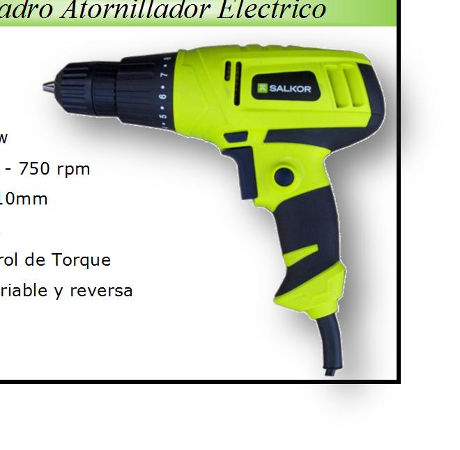 Taladro Atornillador a Bateria TA812 4474 SALKOR TT610 4500 Capacidad: 13mm Vel.