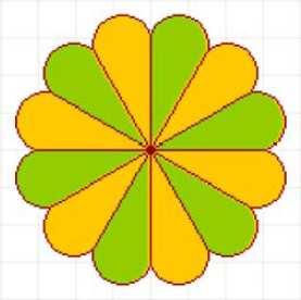La figura de la izquierda tiene centro de simetría, Cuál es el menor ángulo que ha de girar para quedar invariante?
