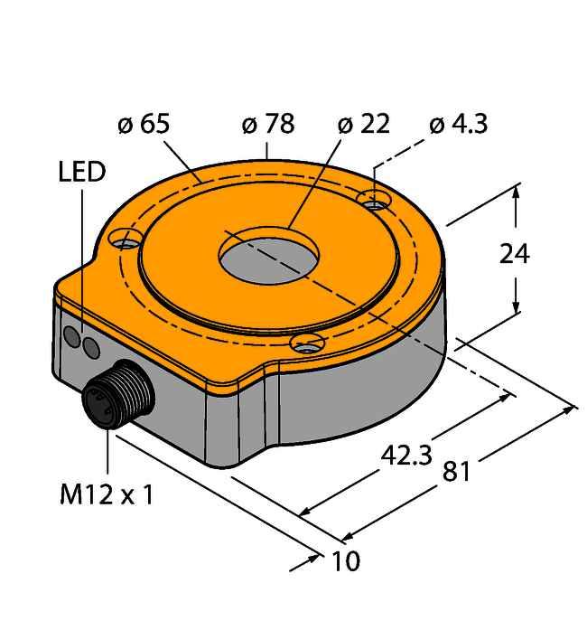 RI360P0-QR24M0-ELIU5X2-H1151 Codificador rotatorio sin contacto analógico Carcasa compacta y robusta Varias posibilidades de montaje Indicación de estado por LED Indicación del rango de medición por