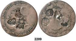 F 2209 s/d. Jean-Paul Lascaris Castellar (1636-1657). 4 tari. (Kr. 341). CU. La moneda huésped presenta el valor y gran parte del nombre del Gran Maestre.