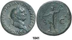 Rev.: IVDAEA CAPTA. S. C. Palmera entre Vespasiano en pie con traje militar, sosteniendo lanza y parazonium y la Judea, llorando, sentada sobre una coraza. 22,11 grs. Rara. (MBC). Est. 500.