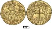 F 1222 Pere III (1336-1387). València. Florí. (Cru.V.S. 397 var) (Faltaba en la colección Caballero de las Yndias ). Anv.: S IOHA-NNES B. Rev.: ARAG-O REX P. 3,43 grs. Marca: corona.
