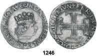 ........ 125, 1247 Ferran I de Nàpols (1458-1494). Nàpols. C. Cavall. (Cru.V.S. 1071). Anv.: Busto a derecha. Rev.: Caballo a derecha. 1,51 grs. Leyendas poco visibles. MBC-/BC+. Est. 30.