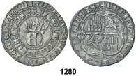 ............................... 100, F 1279 Enrique II (1368-1379). Burgos. Real. (AB. 401 var). Anv.: EN coronadas. DOMINV MIChI AIVTOR EDEGO DI / PICIAM INIMICO MEO. Rev.