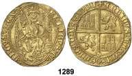 : Castillos y leones cuartelados, S debajo, roel bajo el castillo derecho. ENRICVS DEI GRACIA REX CAS. 3,40 grs. Rara. MBC+. Est. 600.................................. 350, F 1287 Enrique III (1390-1406).