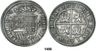 F 1456 1632. Segovia. R. 8 reales. (Cal. 570). Pequeña parte del canto final de riel. Rara. MBC+. Est. 900.