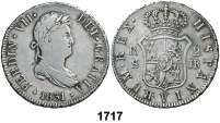 Sevilla. JB. 2 reales. (Cal. 1032). Hojitas. Rara. (BC+). Est. 100.............. 60, 1711 1825. Sevilla. JB. 2 reales. (Cal. 1033). Rayitas. (MBC+). Est. 70................. 40, 1712 1826.