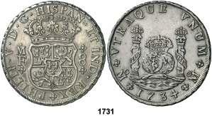 F 1731 1734. México. MF. 8 reales. (Cal. 778). Columnario.