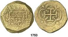N. 8 escudos. (Cal. 42). Rara. MBC+. Est. 4.000................... 2.800, F 1752 1740. Lima. R. 8 escudos. (Cal.Onza 1383).