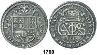 CARLOS III, Pretendiente (1700-1714) F 1756 1706/5. Barcelona. 1 croat. (Cal. 32). Flan irregular. Escasa. MBC+. Est. 75.