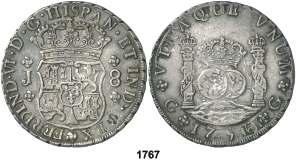 Guatemala. J. 8 reales. (Cal. 291). Anverso calcado en reverso. Rara.