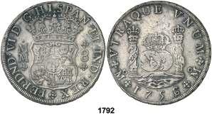 F 1792 1756/5. México. MM. 8 reales. (Cal. 339). Columnario.