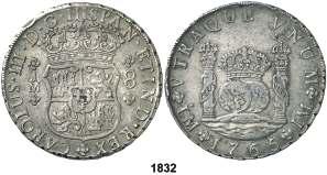 F 1832 1765. Lima. JM. 8 reales. (Cal. 841). Columnario.