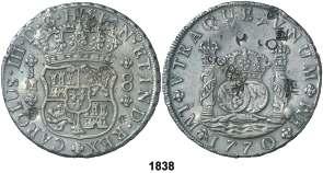 F 1838 1770. Lima. JM. 8 reales. (Cal. 847). Columnario.