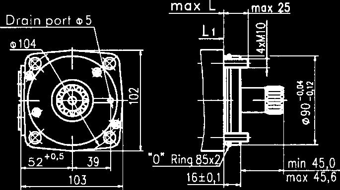 Motores hidráulicow Dimensiones y detalles de montaje del MPS-S y -V (corto) Dimensions and mounting data MPS-S and -V (short) PORTILLOS DE