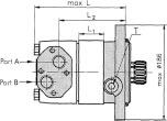 Motores hidráulicow Dimensiones y detalles de montaje del MPTS (V) corto Dimensions and mounting data MPTS (V) short PORTILLOS DE ENTRADA BRIDA DE