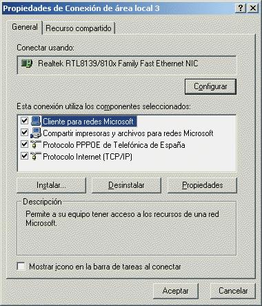 17 Conexiones de red y de acceso telefónico del sistema operativo Windows 2000 Al instalar una tarjeta de red, el sistema operativo normalmente instala el protocolo TCP/IP asociándolo al nuevo