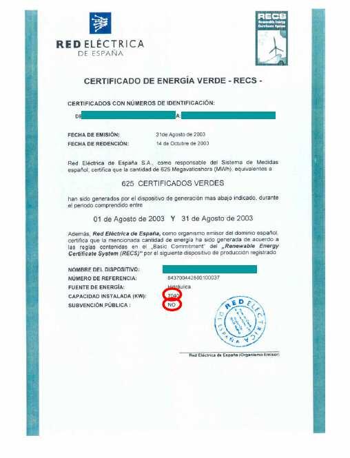 Energía Verde Iberdrola. Producto novedoso Doble certificación: 1.