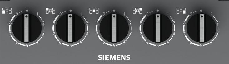ER9A6SD70 Placas de gas: seguridad y precisión. Siemens presenta una completa gama de placas de gas con las ventajas de la tecnología más innovadora y el sabor de la cocina más tradicional.