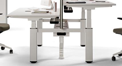 - Mesas de altura completamente ajustable: (Tipo A según EN 527-1:2011) Mesas para trabajos dinámicos, sentado o de pie, con una regulación de 65 a 129 cm.