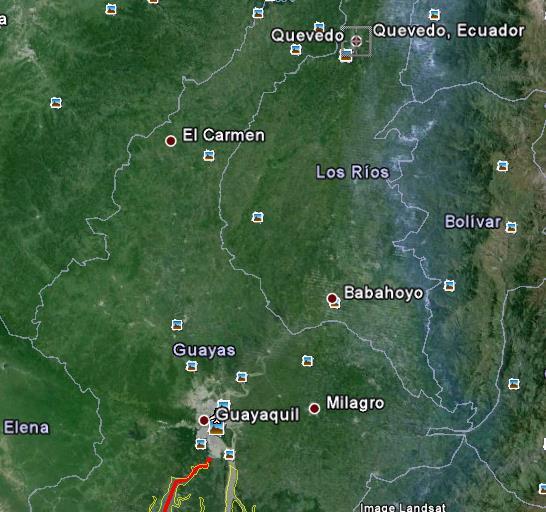 120 Ilustración 48. Conectividad entre Guayaquil, Babahoyo y Quevedo Fuente: Google Maps A la fecha no hay información actualizada de calados a lo largo de estos dos ríos.