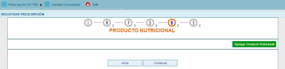 9.1.1.5 Capítulo Producto Nutricional Para visualizar el capítulo de Producto Nutricional, debe hacer clic sobre el botón o presionar el icono que se encuentra en la barra de navegación en la parte