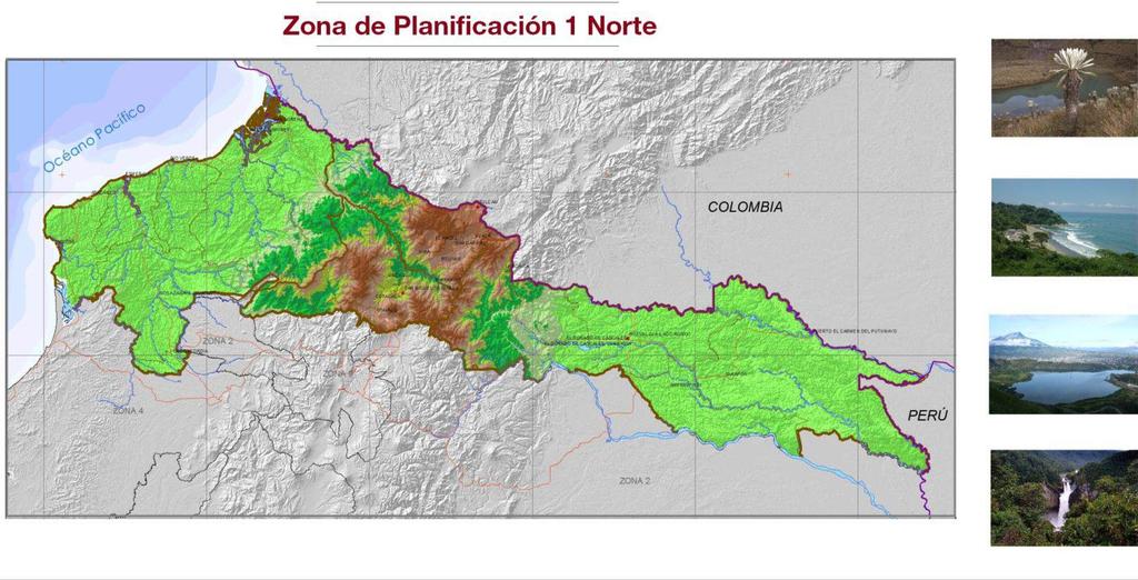 Descripción: Carchi Esmeraldas Imbabura Sucumbíos Área: 42.303 km², corresponde al 16,5% del territorio ecuatoriano Población: 1.359.331 habitantes (8.
