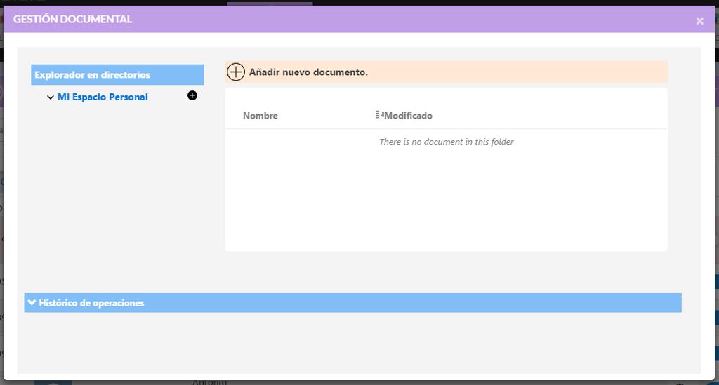 4.2.2. Documentación personal Al registrar un usuario, automáticamente se crea un espacio personal almacenamiento de documentación.
