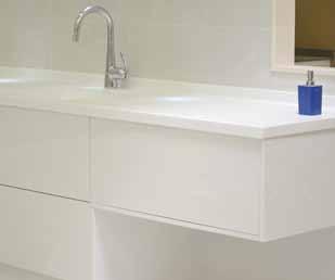 Dalian de Nivic permite juntas imperceptibles y la opción de moldearse (lavabos y fregaderos). También permite a los diseñadores realizar múltiples combinaciones de encimeras en una sola unidad.