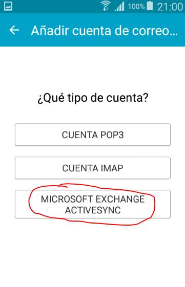 3 Elegimos el tipo de cuenta Microsoft Exchange