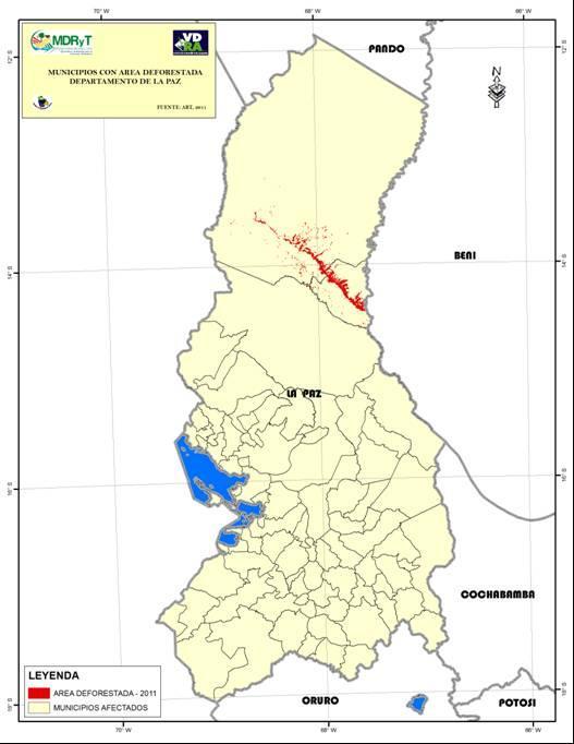 4.4 Departamento de La Paz Mapa 5. Área de intervención del programa en La Paz Fuente: ABT, 2012 Cuadro 4.