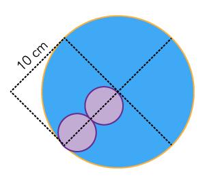 8n 9 Cuál es el área de la sección azul si los dos círculos morados son iguales? Considera π=3.14π=3.14. A. 304.19 cm 2 B. 294.38 cm 2 C. 274.75 cm 2 D.