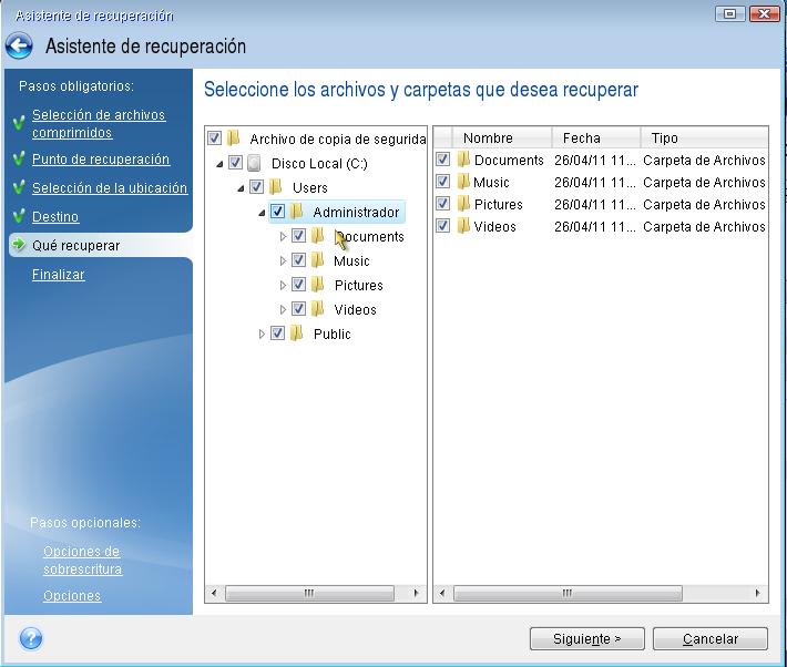 Seleccione varios archivos para su recuperación activando sus casillas de verificación y, a continuación, haga clic en Siguiente. 7.