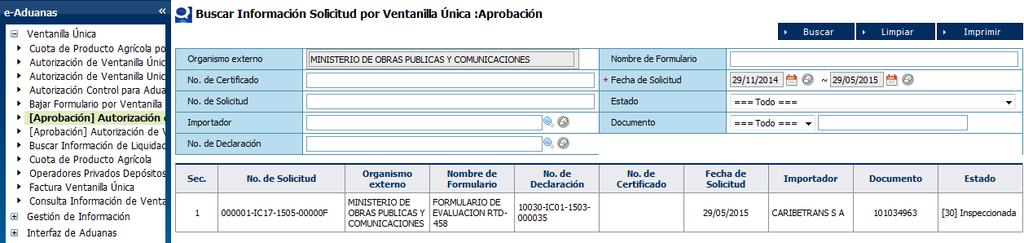 Tercera Aprobación. Usuario: Dirección General De Reglamentos y Sistemas. Vía: Portal www.aduanas.gob.