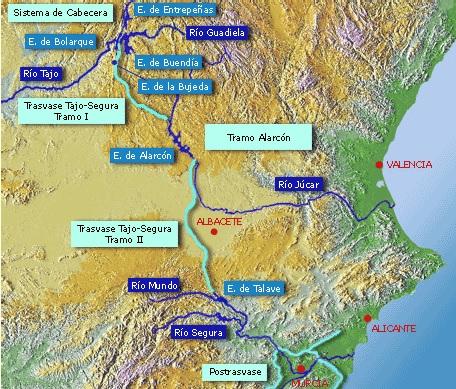 Necesidad de obras hidráulicas Trasvase Tajo Segura Del centro del país al sureste Para