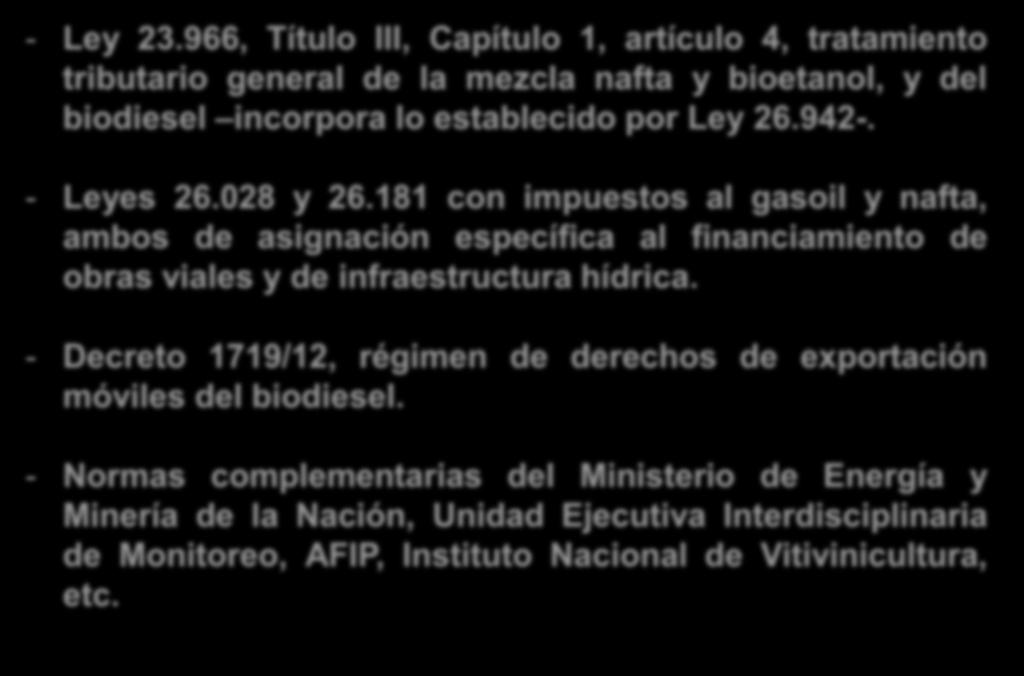 Marco Regulatorio de los Biocombustibles en Argentina (II) - Ley 23.