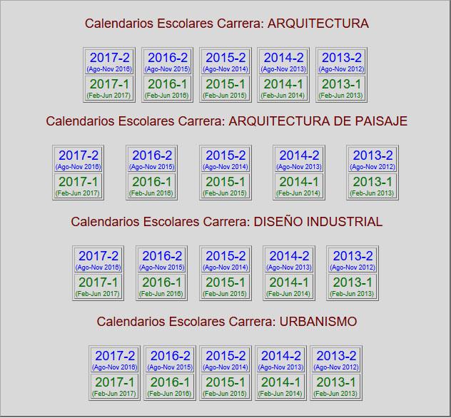 Aquí estarán los últimos diez períodos escolares ó semestres, incluyendo los períodos 2017-1 (que es el que está iniciando) y 2017-2 (que será el siguiente a iniciarse el 30 de Enero de 2017), de las