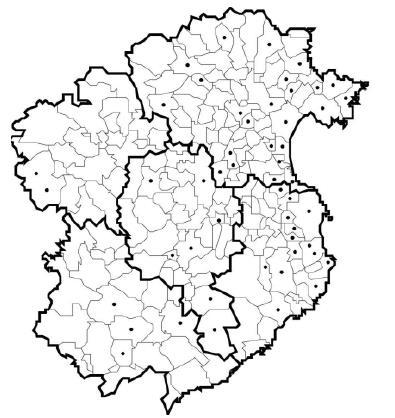 Mapa de les col lectivitzacions agràries a la regió de Girona. 199 Mapa de les seccions de treball col lectiu a la regió de Girona.
