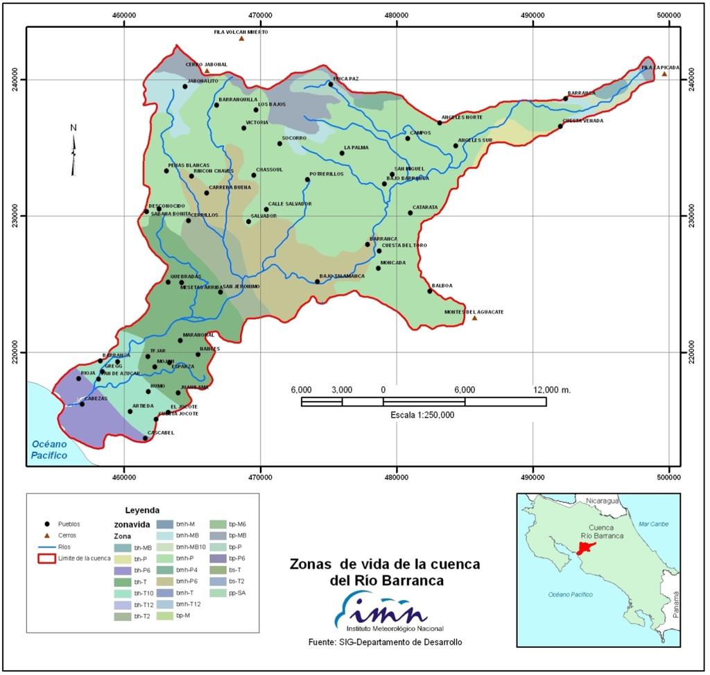 En la Figura 9 se muestra el mapa con la clasificación por zonas de vida para la cuenca del río Zapote. 3.7. Áreas protegidas Fuente: Centro Científico Tropical Figura 8.