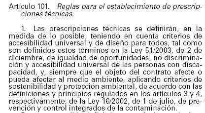 Ley de Contratos del Sector Público LEY DE CONTRATOS DEL SECTOR PÚBLICO Qué dice sobre especificaciones técnicas?