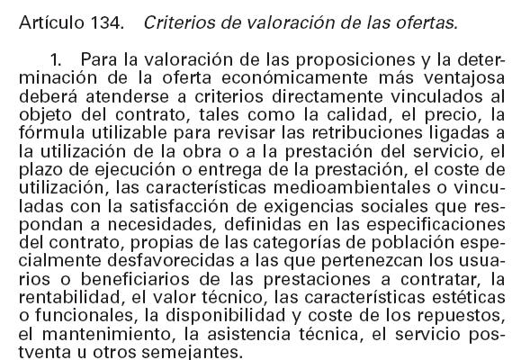 Ley de Contratos del Sector Público LEY DE CONTRATOS DEL SECTOR PÚBLICO Qué dice sobre los criterios de adjudicación?