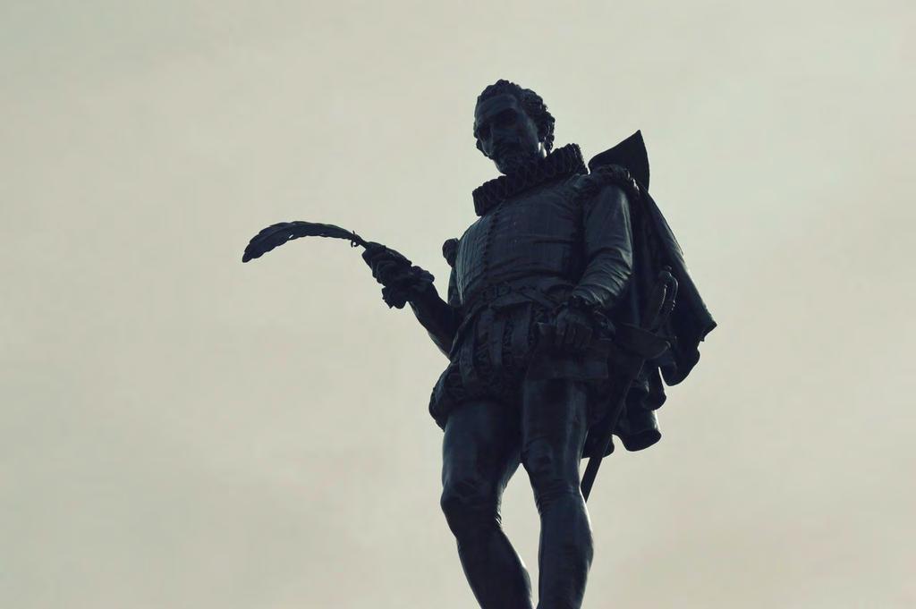 Estatua de Cervantes, antes de ir a