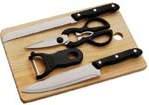 Cocina JJ35 Juego de cuchillos con tabla de madera para picar, tijera