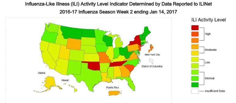 North America- America del Norte 2014/14-2016/17 Graph 7. US: Cumulative rate of laboratory-confirmed influenza hospitalizations; 2016-17.EW2.
