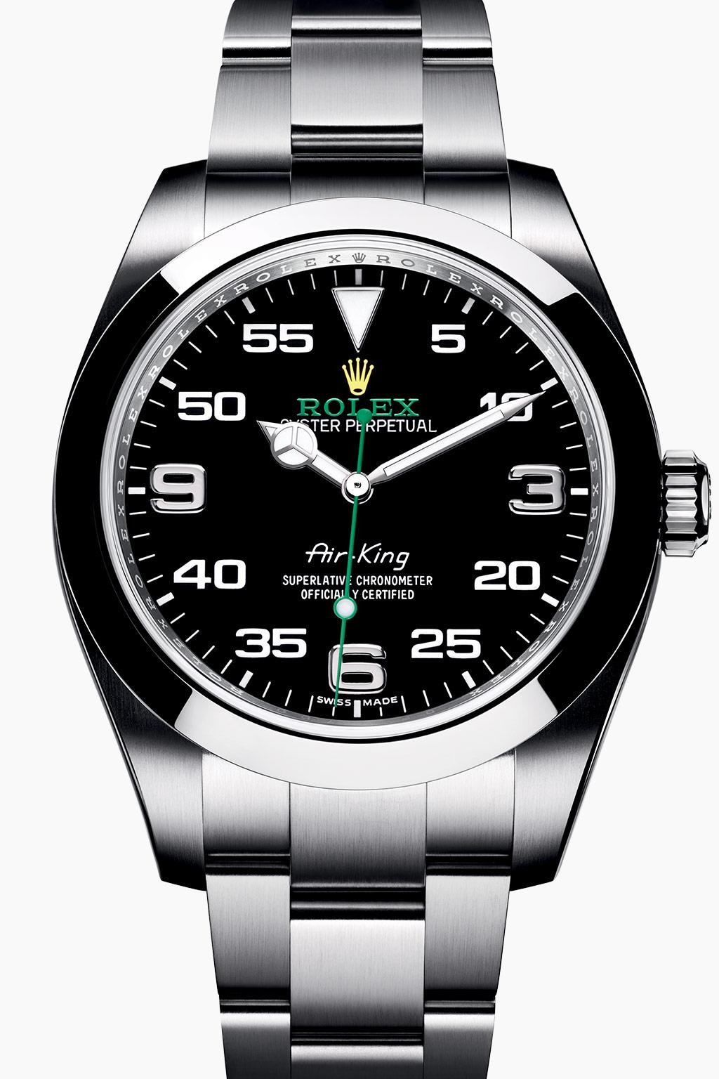 Oyster Perpetual AIR-KING En 2016, Rolex presentó el Oyster Perpetual Air King, un reloj que perpetúa la herencia aeronáutica del Rolex Oyster original.