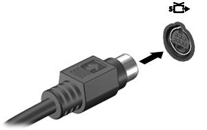 Uso del conector de salida de S-Video (sólo en algunos modelos) El conector de salida de S-Video de siete patas conecta el equipo a un dispositivo S-Video opcional, como un televisor, un reproductor